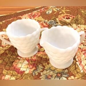 Anchor Hocking, creamer and sugar set, EUC